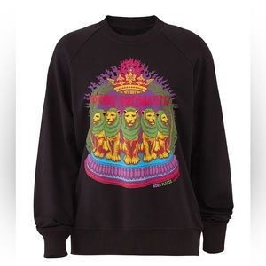 HORN PLEASE LONDON | WOMEN'S LION-PRINT COTTON SWEATSHIRT - BLACK XS